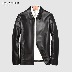 CARANFIER Mens Jackets Genuine Sheepskin Leather C