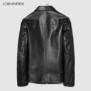 CARANFIER Mens Jackets Genuine Sheepskin Leather C