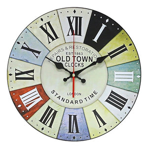 Open image in slideshow, 30cm Home Creative Decoration Wooden Retro Wall Hanging Clocks
