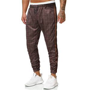 DAIGELO Mens Autumn Plaid Printed Zipper Sweatshirt Top Pants Sets