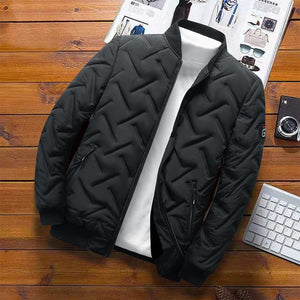 Open image in slideshow, Autumn Winter Jacket Men Casual Cotton Padded Thick Baseball Jacket Diamond Pattern Warm Casual Coat Fashion Clothing Mens Coat
